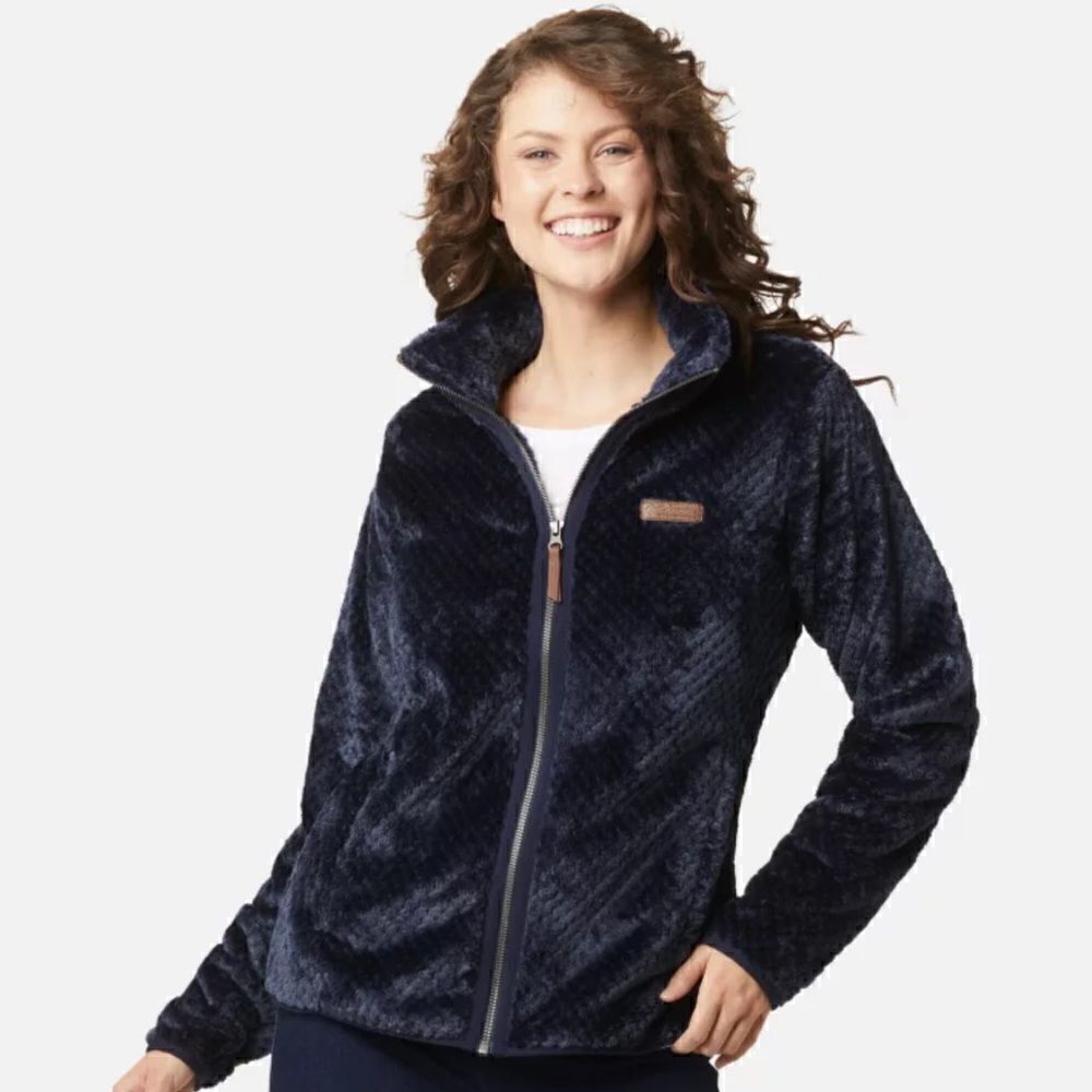 Columbia Fire Side II Fleece Sherpa Navy Full Zip, Size Medium
